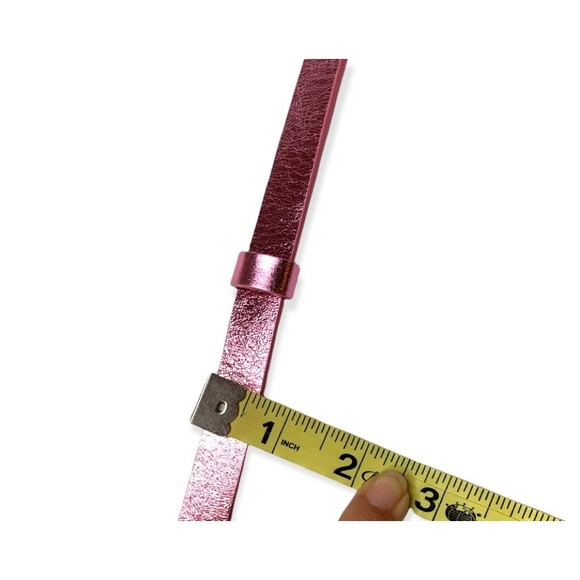 🛍️Womens Adjustable Fashion Belt Pink Metallic Bow Leather M 39-40 New - Picture 3 of 8